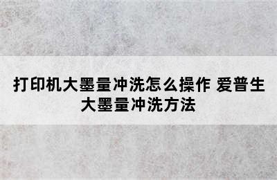 打印机大墨量冲洗怎么操作 爱普生大墨量冲洗方法